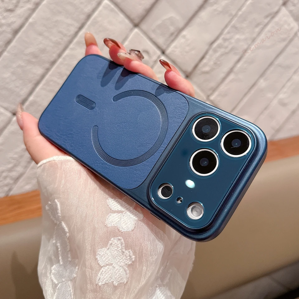 Leather Magnetic Phone Case with Magsafe and Shockproof Protection