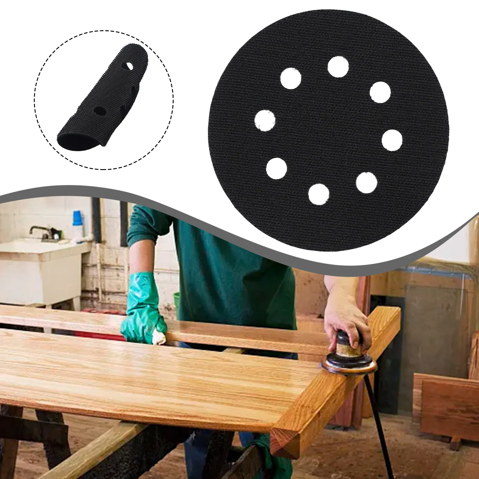 

1pcs 5 Inch 8-Hole Ultra-thin Protection Interface Pad For Sanding Pad Sponge Prevents Dust From Clogging Sander Machine