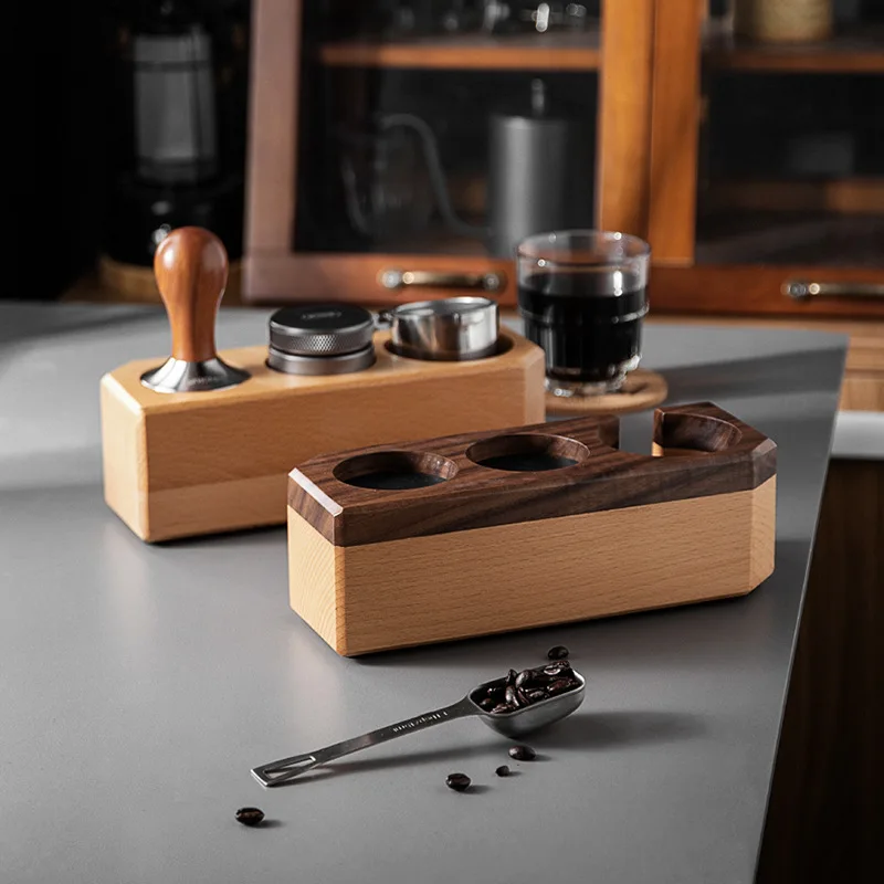 EspressoTamperHolderStationWoodenCoffeeTamperMatStandCoffeeFilterTampingHolder