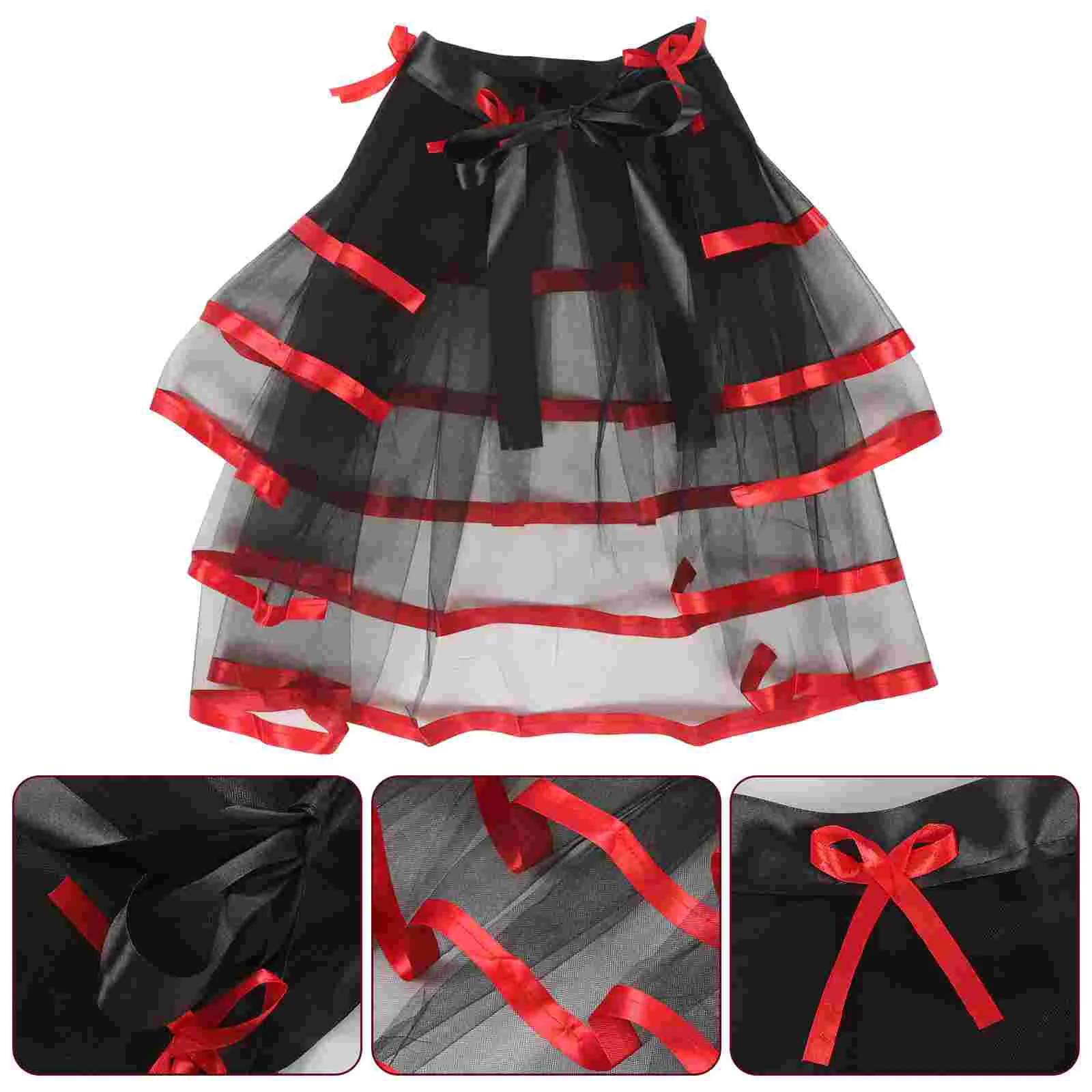 Tie-up Tutu Skirt Tulle Dress Women Rave Outfit Skirts for Steampunk Prom Halloween