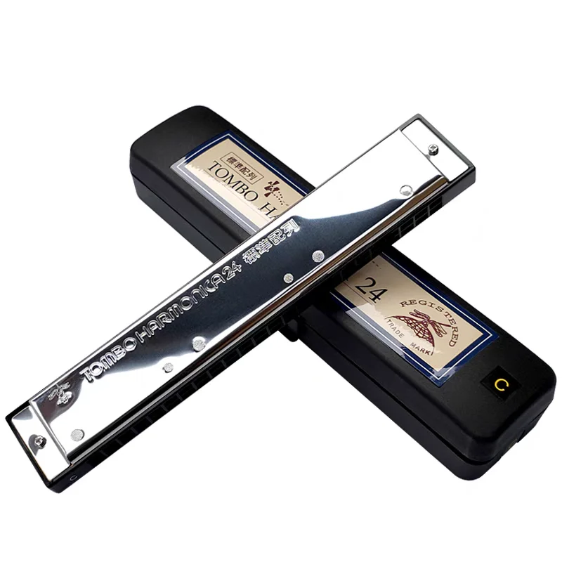 Tombo Harmonica 24 No. 3624 Educational Mouth Organ 24 Holes 48 Reeds Tremolo Armonica Musical Instrumentos Keys C Brass Reeds