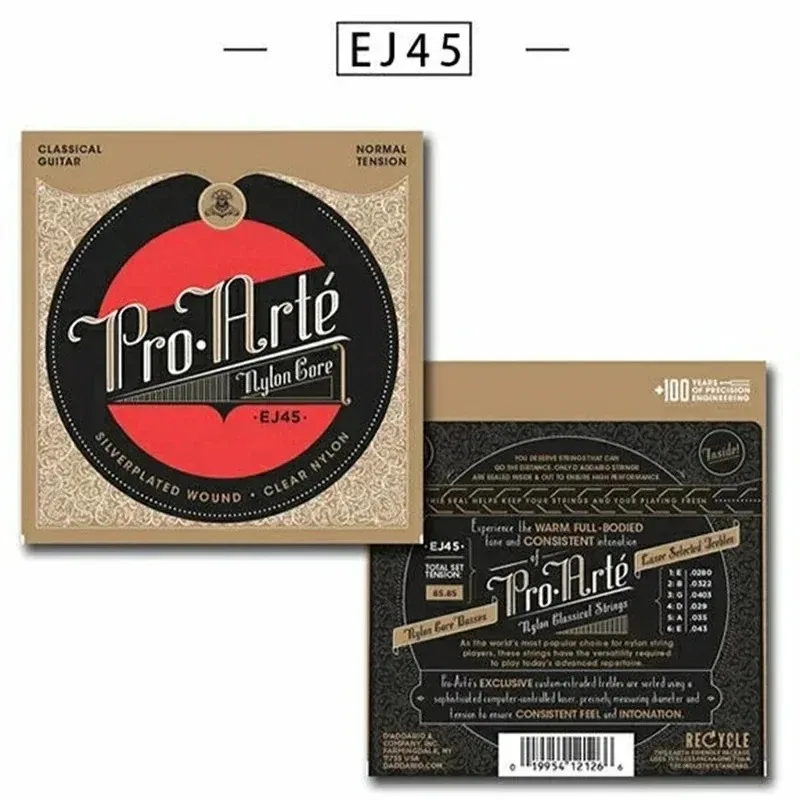 Folk Acoustic Guitar String Set of 6 Rust Resistant Strings, Durable Classical Strings EJ45EJ46EJ49EJ27n, Music Accessories