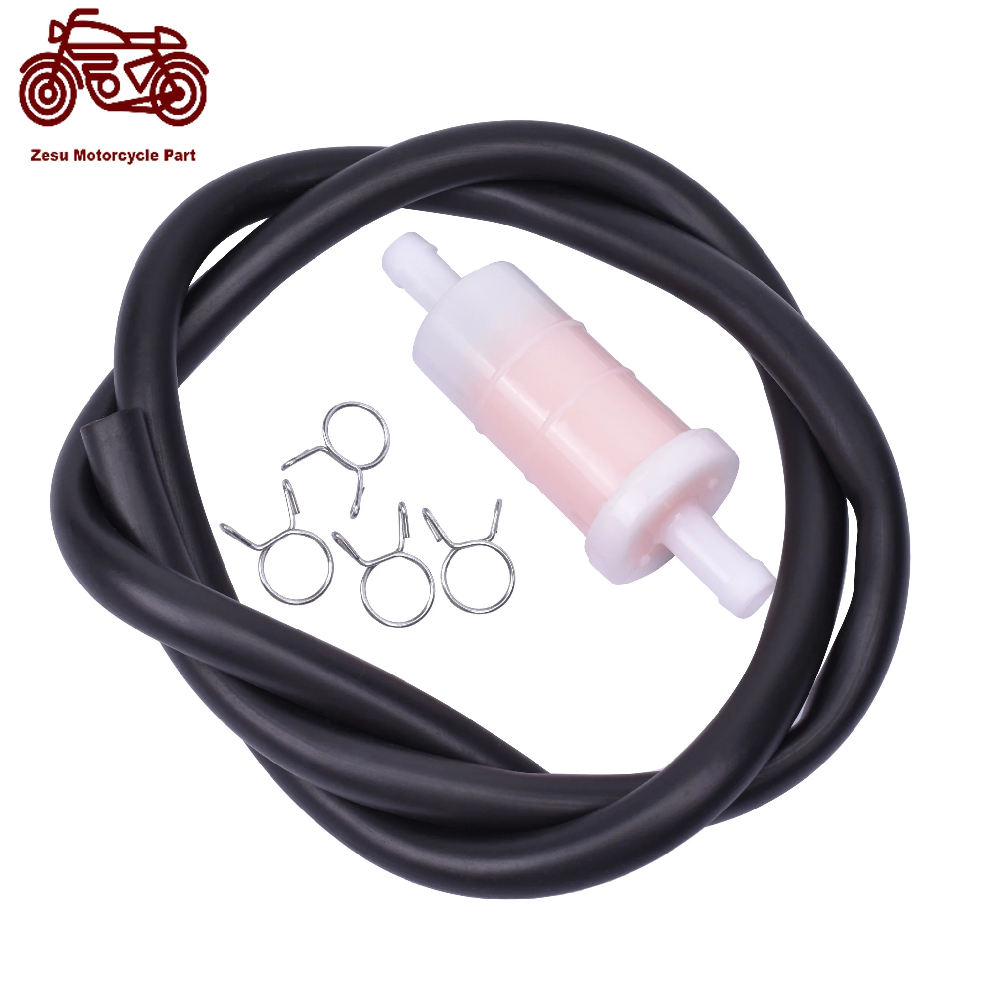 

10mm Motorcycle Moped Scooter Dirt Bike ATV Kart Petrol Gas Gasoline Liquid Oil Fuel Filter Oil cup & Hose & Clip Oil Tube Set