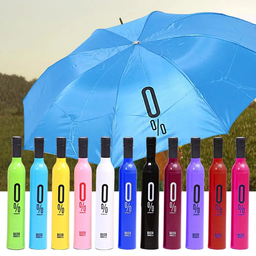Folding Umbrella Wine Bottle Umbrella Strong Wind Resistance Sunshade Reverse Folding for Outdoor