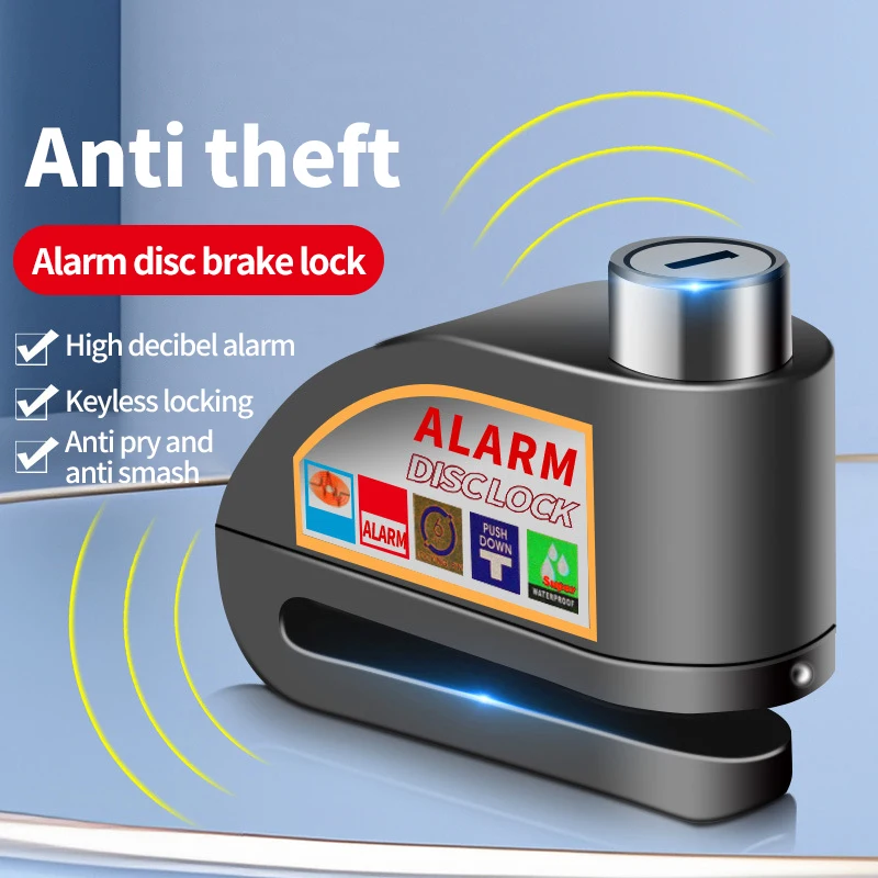 Motorcycle Scooter Disc Brake Lock Motor Bicycle Anti-theft Wheel Disc Brake Lock Waterproof Security Alarm Protection