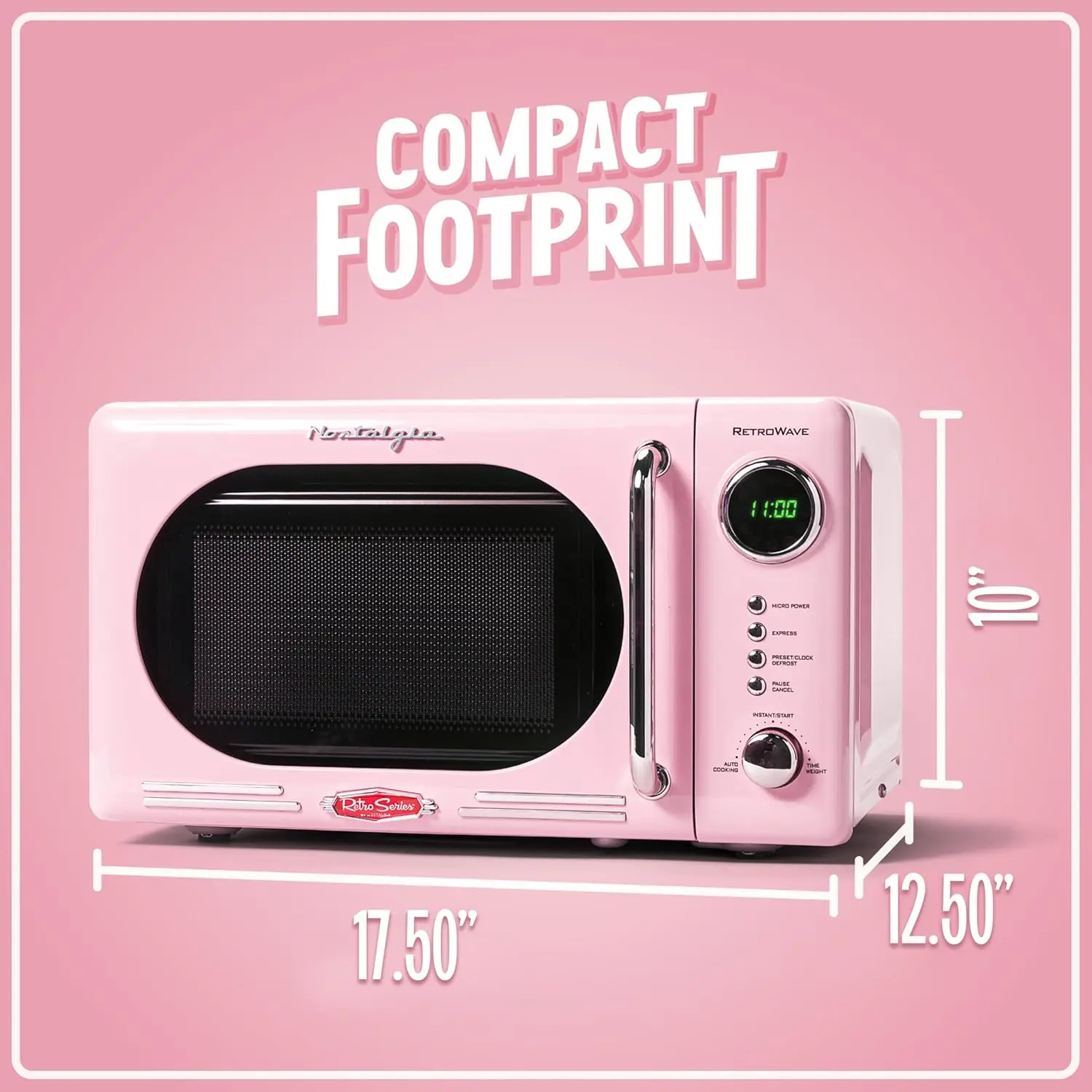 Retro Compact Countertop Microwave Oven 0.7 Cu. Ft. 700-Watts with LED Digital Display Child Lock Easy Clean I 5