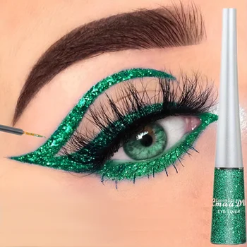 Long-Lasting Liquid Eyeliner Pen - Shimmer in Silvery, Green & Blue | Waterproof, Smudge-Proof Makeup