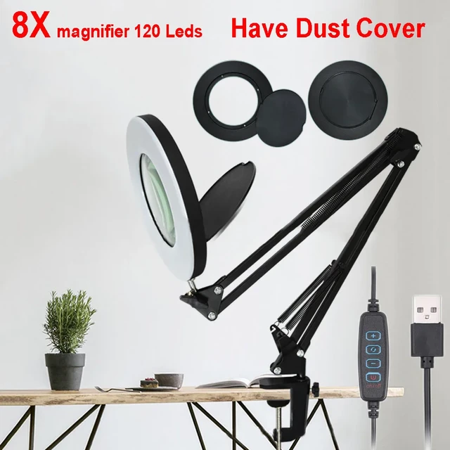 USB 10X or 10X20X Magnifier With LED Lamp Magnifying Glass 48 LED Table Lamp  With Magnifier Foldable Reading Repairing Lamp - AliExpress