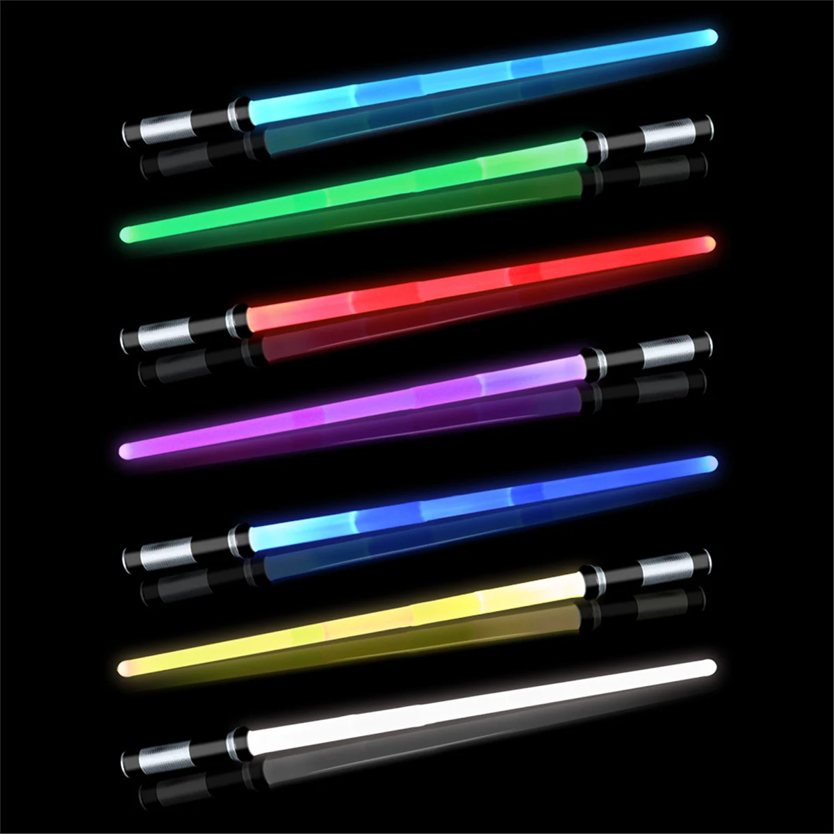2 Stück LED-Leuchtschwert mit Stecker, batteriebetrieben, 2-in-1, einziehbar, 7 Farbwechsel, leuchtendes Schwertlicht, Kinderspielzeug, Geschenk – Detail 5