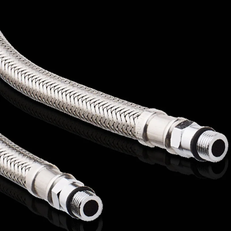 G1/2 M10*1 304 Stainless Steel Braided MIX Cold Hot Water Hose Kitchen Bathroom Faucet Tube Flexible Plumbing Braided Rubber