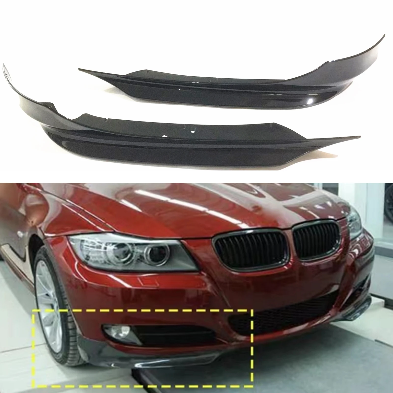 

Front Bumper Side Spoiler Cover For BMW 3 Series E90 2009-2011 Glossy Black Car Lower Corner Spat Splitter Protector Plate Kit