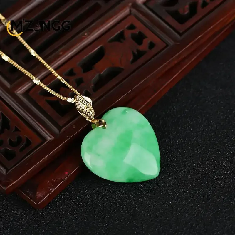 Natural Myanmar Jade Heart Pendant Dry Cyan Yang Green Love Necklace Personality Simple Jewelry for Men and Women Holiday Gifts 2