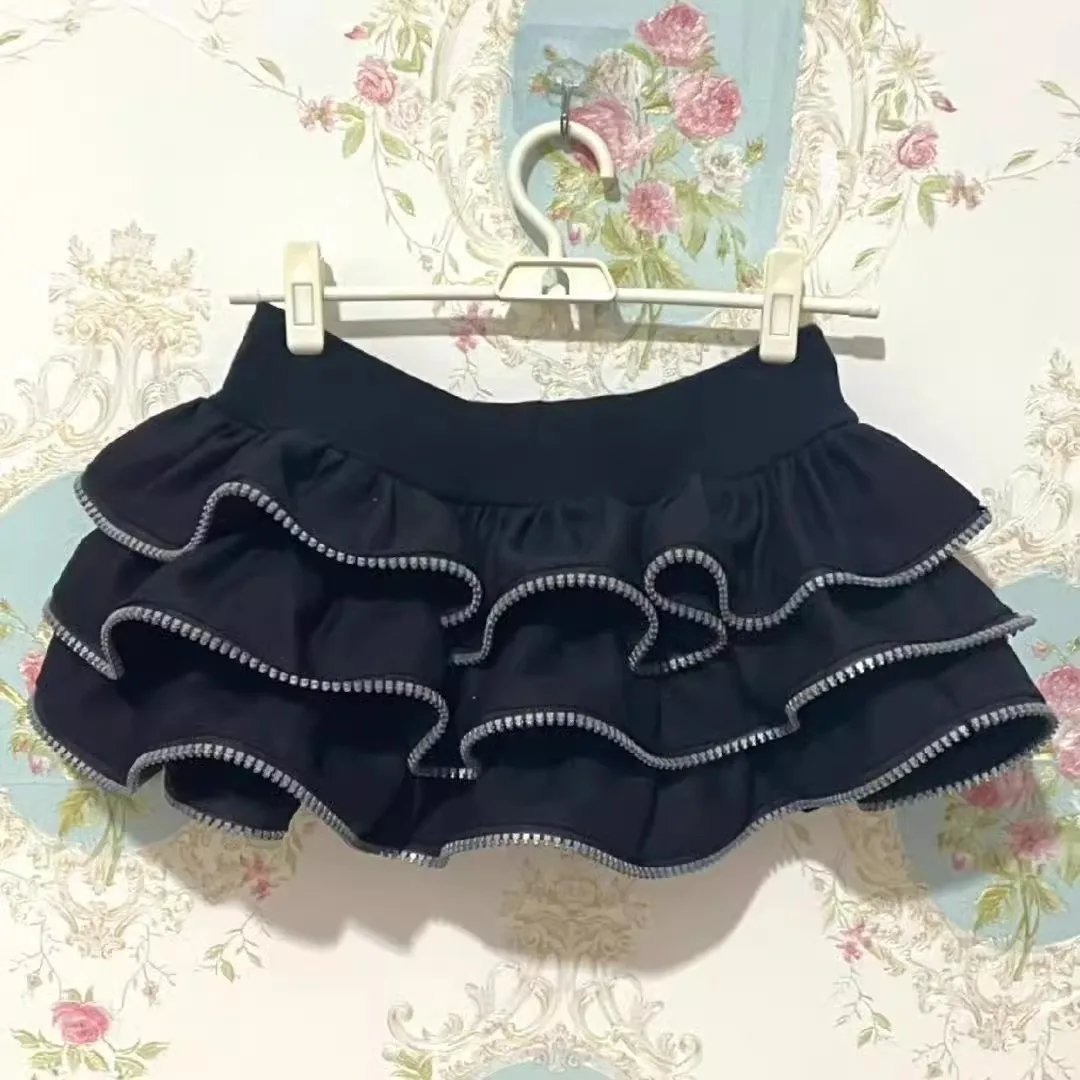 ★2025SS新作★BINARY01★Jekuri Dot Frill Skirt Junya Watanabe: Women's Buckle-Detail Skirt (Black) | DSMNY