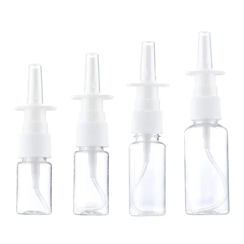 5pcs 10ml/20ml/30ml White Empty Plastic Nasal Spray Bottles Pump Sprayer Mist Nose Spray Refillable Bottle for Medical Packaging