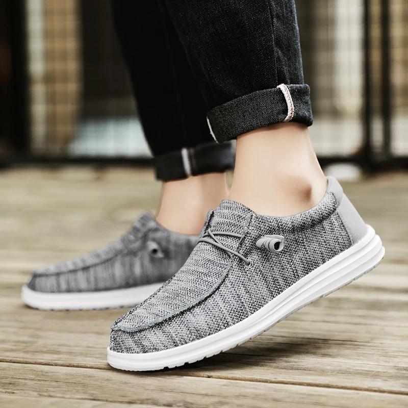 Men's Breathable Casual Canvas Slip Shoes Comfort Slip-on Loafer Soft Penny Loafers for Men Lightweight Driving Boat Shoes