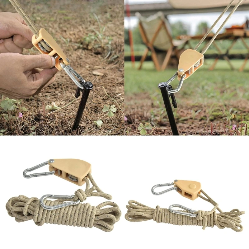 

Adjustable Heavy Duty Pulley Rope Hanger Reinforced Internal Gear Ratchets for Growing Light Fixtures Loose Proof Design