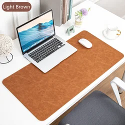 Waterproof PU Leather Desk Mat - Large Non-Slip Office Protector and Mouse Pad - 100x50cm (Light Brown)