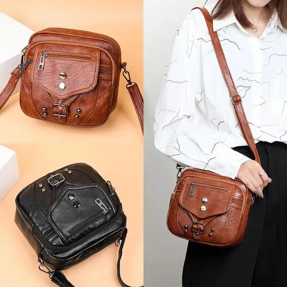 Korean Version Women's Bag Small Square Bag Simple And Casual Large Capacity Personalized Lightweight Soft Leather Crossbody Bag