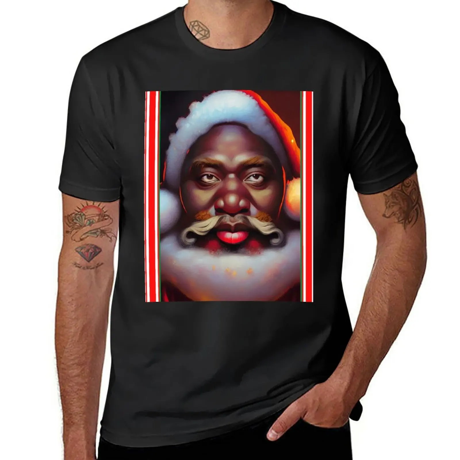 

New Black Santa T-Shirt sweat shirt summer tops Men's clothing