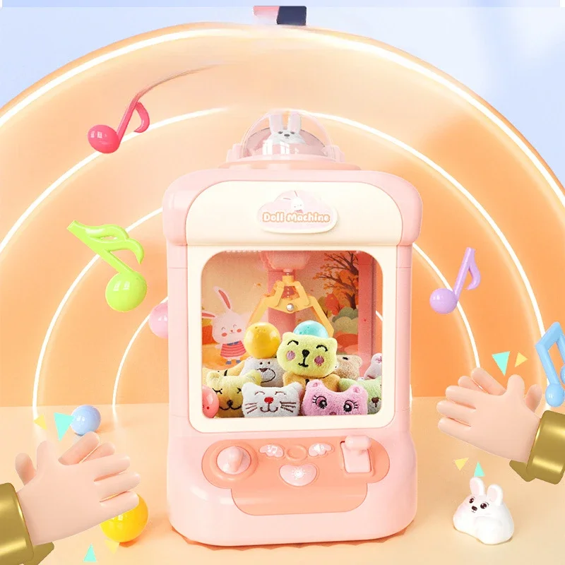 Children's Claw Machine Cute Stuffed Toy Game Console Internet Celebrity Mini Coin Machine Sound and Light Household Girl's Toys 3