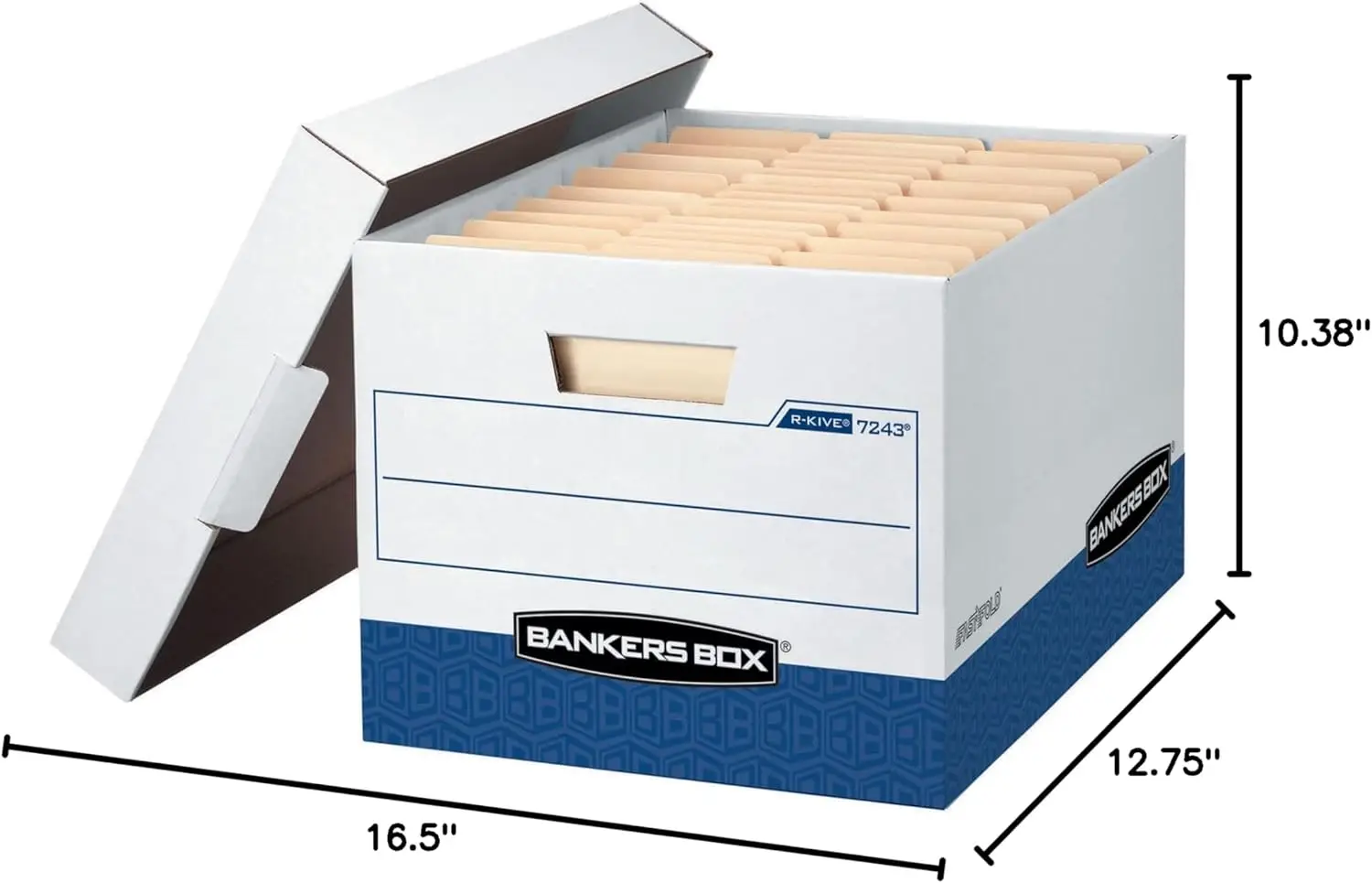 Bankers Box 20 Pack R-KIVE Heavy-Duty File Storage Boxes, FastFold, Lift-Off Lid, Letter, White/Blue