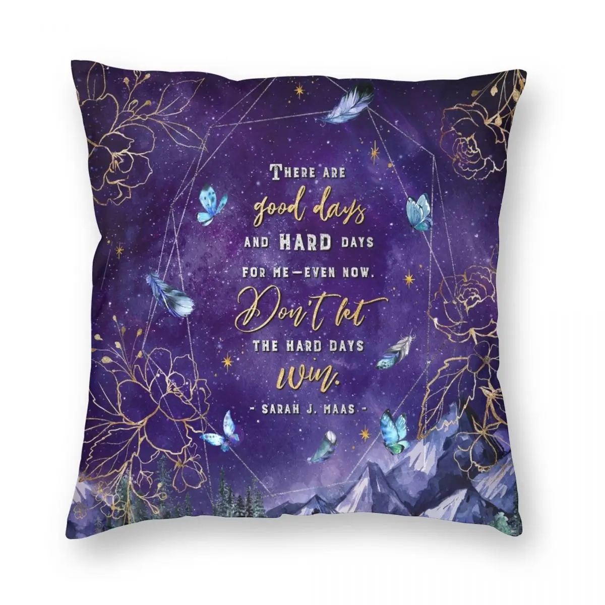 

There Are Good Days Pillowcase Printing Cushion Cover Decorative Purple Butterfly Letters Pillow Case Cover Home Dropshipping