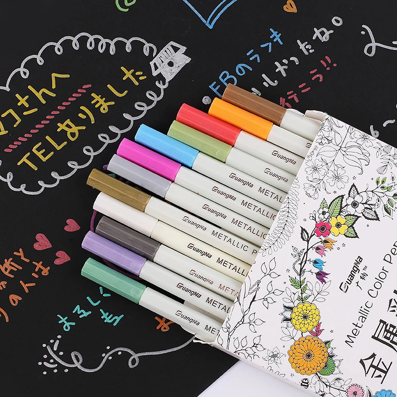 10PCS Medium Tip Metallic Marker Pens Set for Black Paper, Rock Painting,  Scrapbooking Crafts, Card Making, Ceramics, DIY Photo - AliExpress