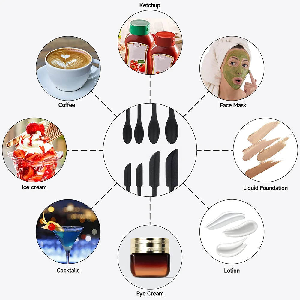 Silicone Spatula Set Double-Headed Scraper for Cosmetic Jam Cream Deep Bottle Mini Spatula 3Pcs