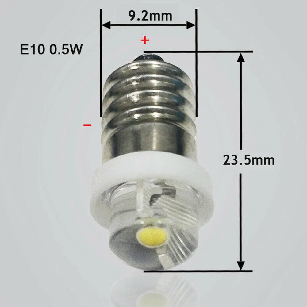 

3/4.5/6V 0.5W 6000K White LED E10 Replacement Bulb For Flashlight Lantern Torch Mountain Road Bike Accessories