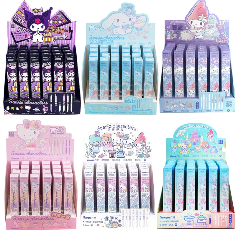 

24pcs/set Sanrio Neutral Pen Cute Hellokitty Kuromi Cinnamoroll Roller Ball Pen Office School Supplies Stationery Wholesale Gift