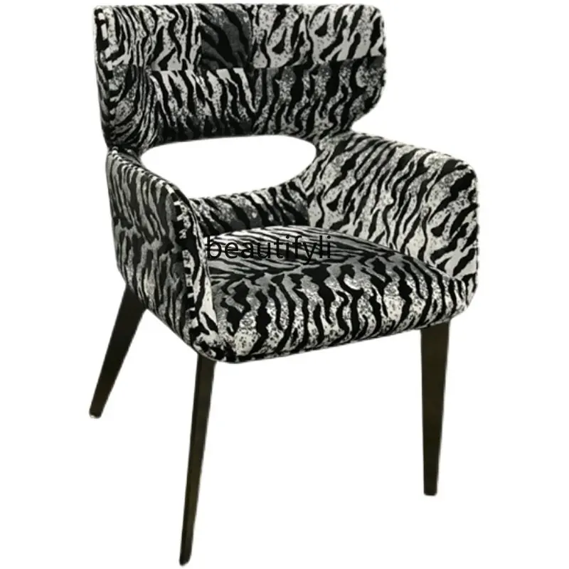 

Leather Dining Chair Modern Simple Home Dining Table and Chair with Armrest