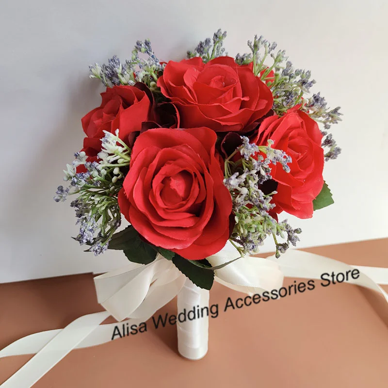 Ivory Wedding Bouquet For Bride Bridesmaid Artificial Flowers Rose Gypsophila Bridal Bouquet Mariage Wedding Accessories