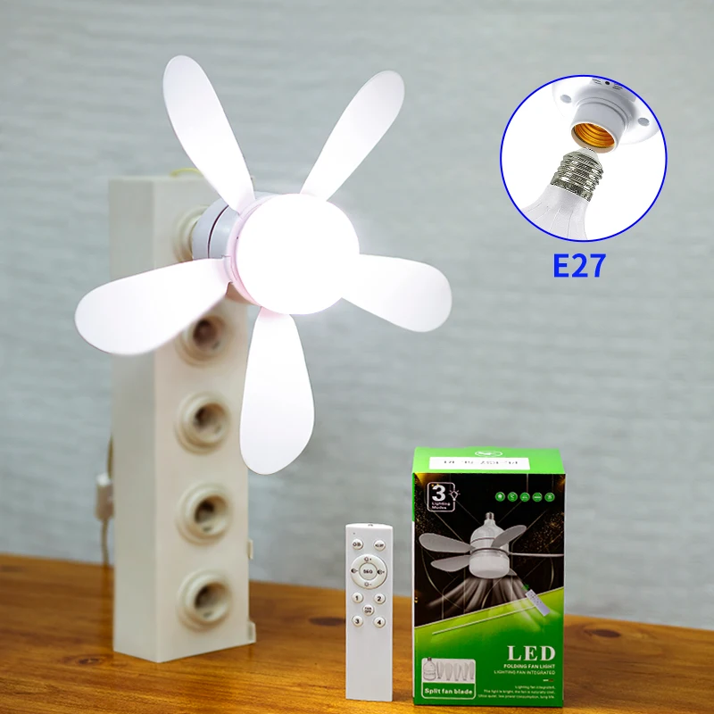 Ceiling Fan Lamp with Remote Control E27 AC 85-265V LED Bulb Dimming 4 Speed 3 Color Adjustable Indoor Home Furnishings Bedroom