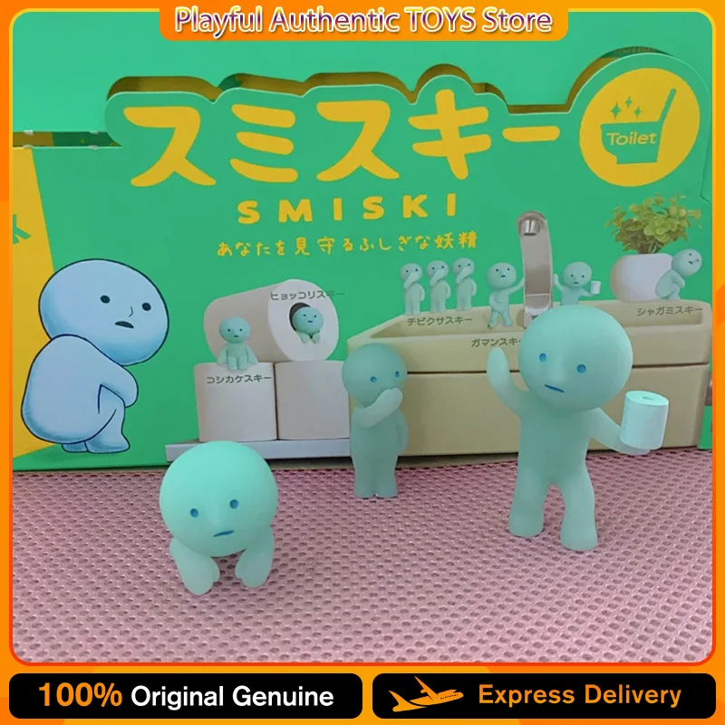 Figurine Sonny Angel Genuine Smiski Toilet Series Mini Figure Glow In The Dark Blind Box Green Dolls Desktop Decor Surprise_voghion.com