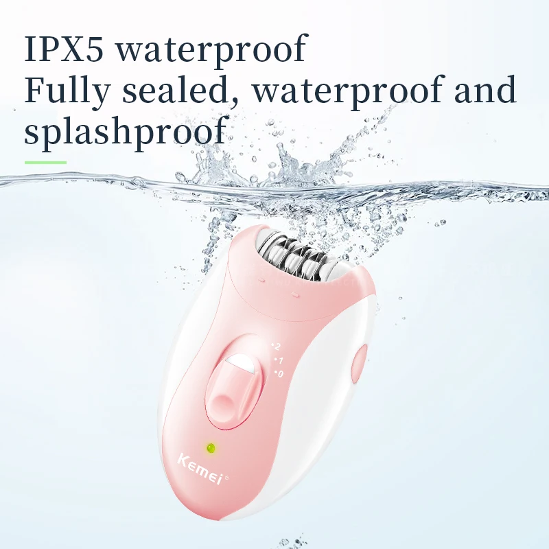 Electric Epilator Kemei Lady's Electric Epilator Two Speed Rechargeable Remover Waterproof Portable Women's Shaver For Legs and Bikini Area KM-189B