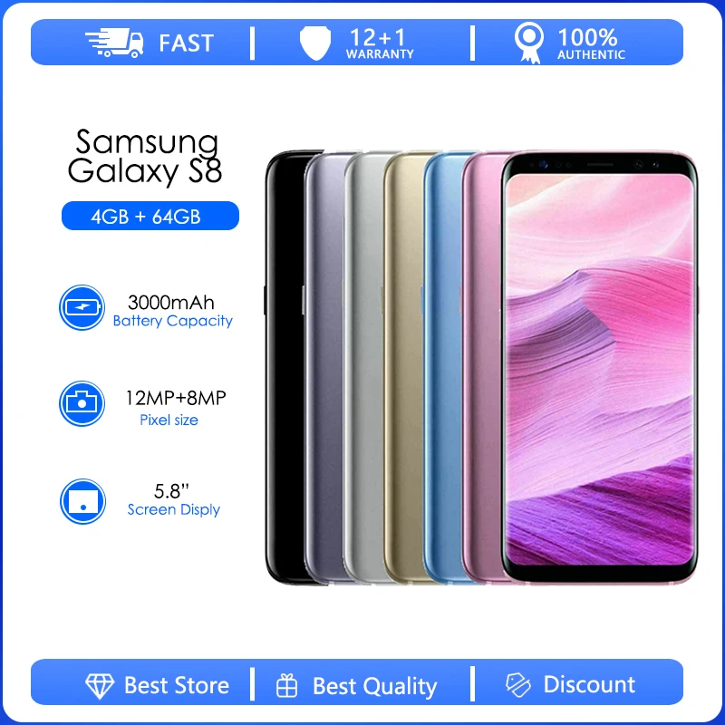 

Samsung Galaxy S8 G950F G950U Original 4G 64GB 5.8 Inch Single Sim 12MP 3000mAh S-series phone European version