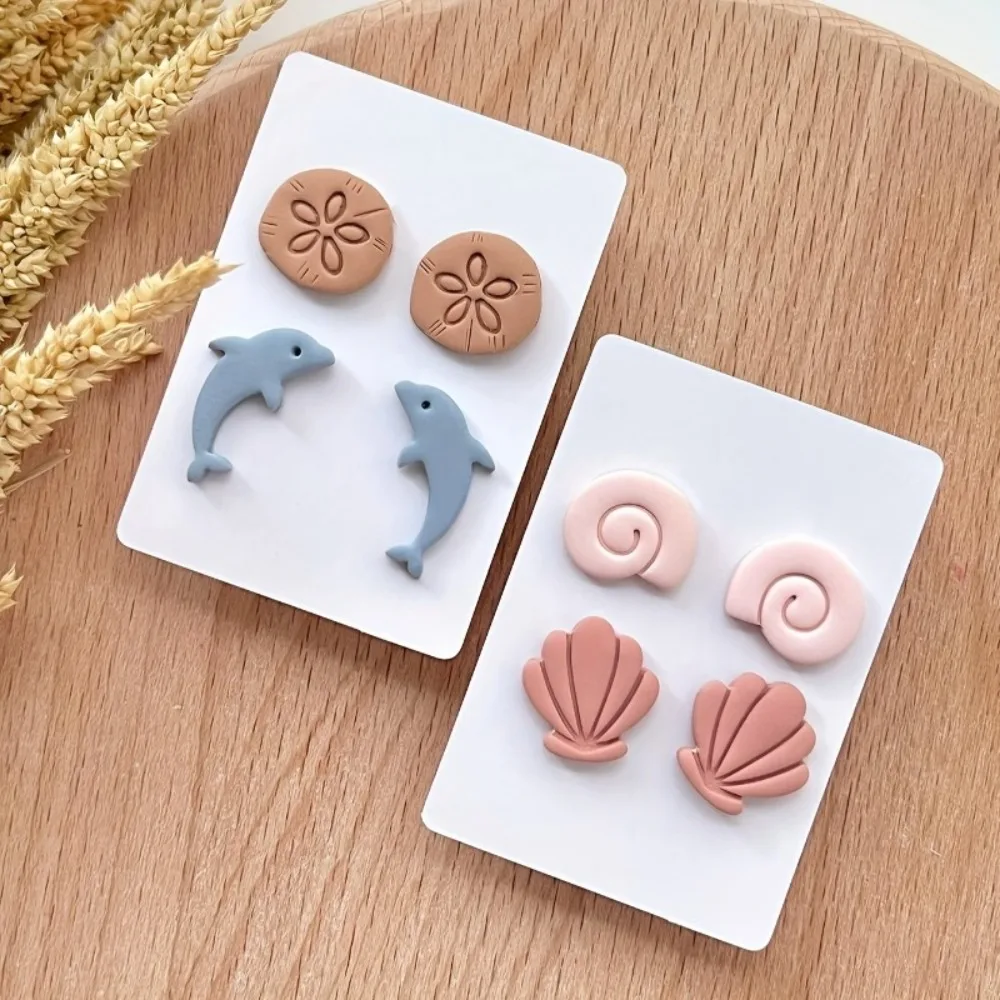 6Pcs 여름 바다 점토 커터 해양 동물 및 조개 모양의 점토 커터 폴리머 점토 귀걸이 및 공예품용 모양의 금형