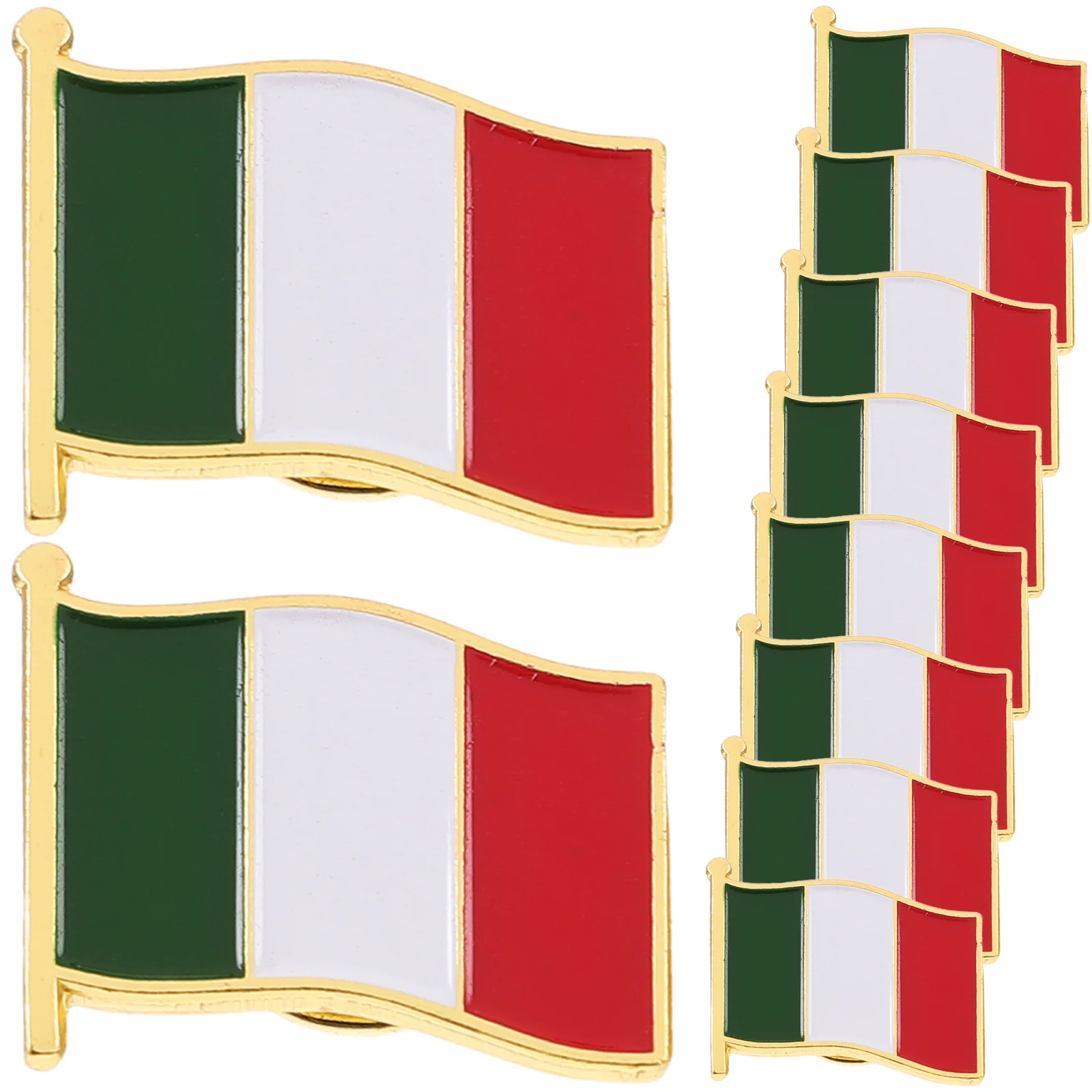 

10 Pcs Stoving Varnish Brooch National Flag Boutonniere Pins Italian Banner Iron