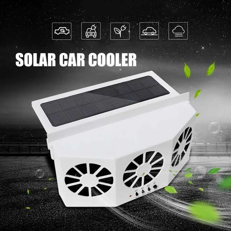Hyuduo Solar Powered Car Cooler With 3 Fans - Large Wide Angle Vent Fan, White, Helps Reduce Interior Heat - View #8