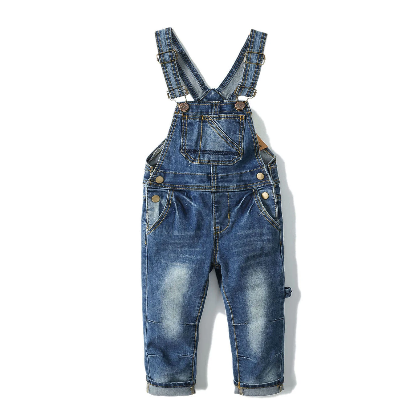 

KIDSCOOL SPACE Children Little Girls Boys Big Bib Jeans Overalls Jumpsuit Casual Toddler Slim Denim Trousers Pants Dungarees