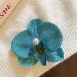 Pink Orchid Flower Bohemian Hair Clip Accessory (A)