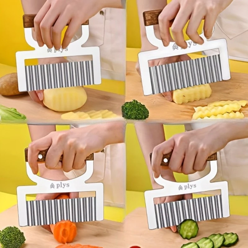 Stainless Steel Potato Peeler Multi-Purpose Wavy Knife Flower Cutting Tool with Ergonomic Design Handle Fruit Vegetable Cutter 2