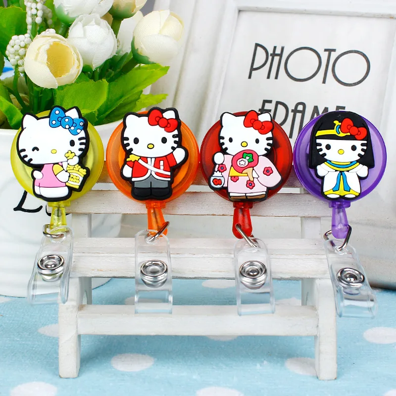 Cute Hello Kitty Silica Gel 60cm Retractable Badge Reel Nurse Doctor  Student Exhibition ID Card Clips Badge Holder Stationery