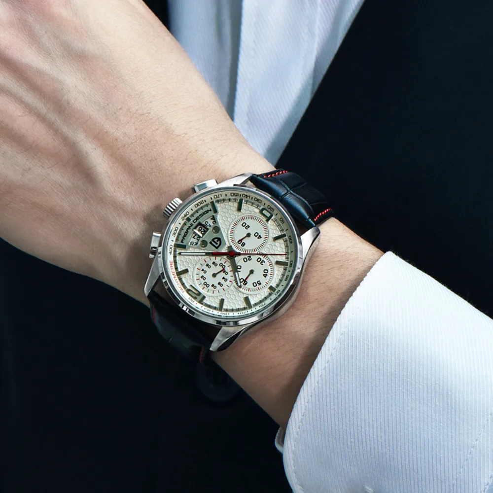 PAGANI DESIGN Watch For Men Luxury Top Brand Chronograph Luminous Date 30M Waterproof Clock Leather Strap Men Watch Reloj Hombre