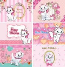 

Cute Marie Cat Flowers Pink Girl Party Backdrop Bay Children Birthday Table Decoration Photography Photo Background Vinyl Banner