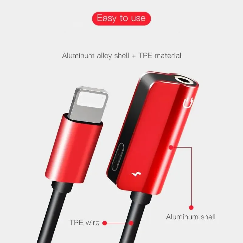 3.5mm audio cable 8Pin to male to female USB C to 3.5 Jack earphone aux adapter