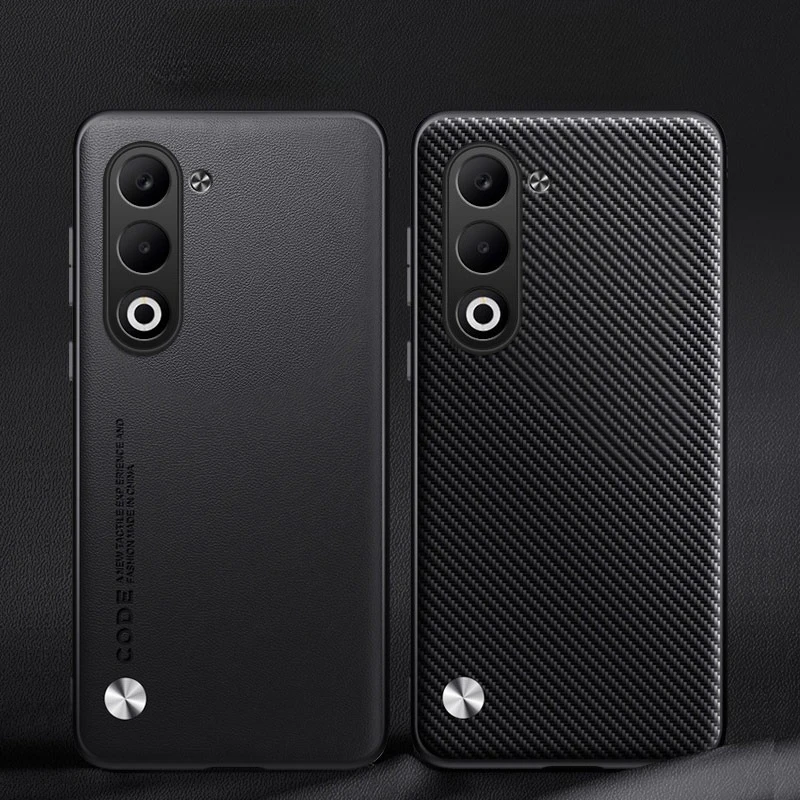Carbon Fiber PU Leather Matte Anti-Shock Phone Case - Plain Bumper Cover
