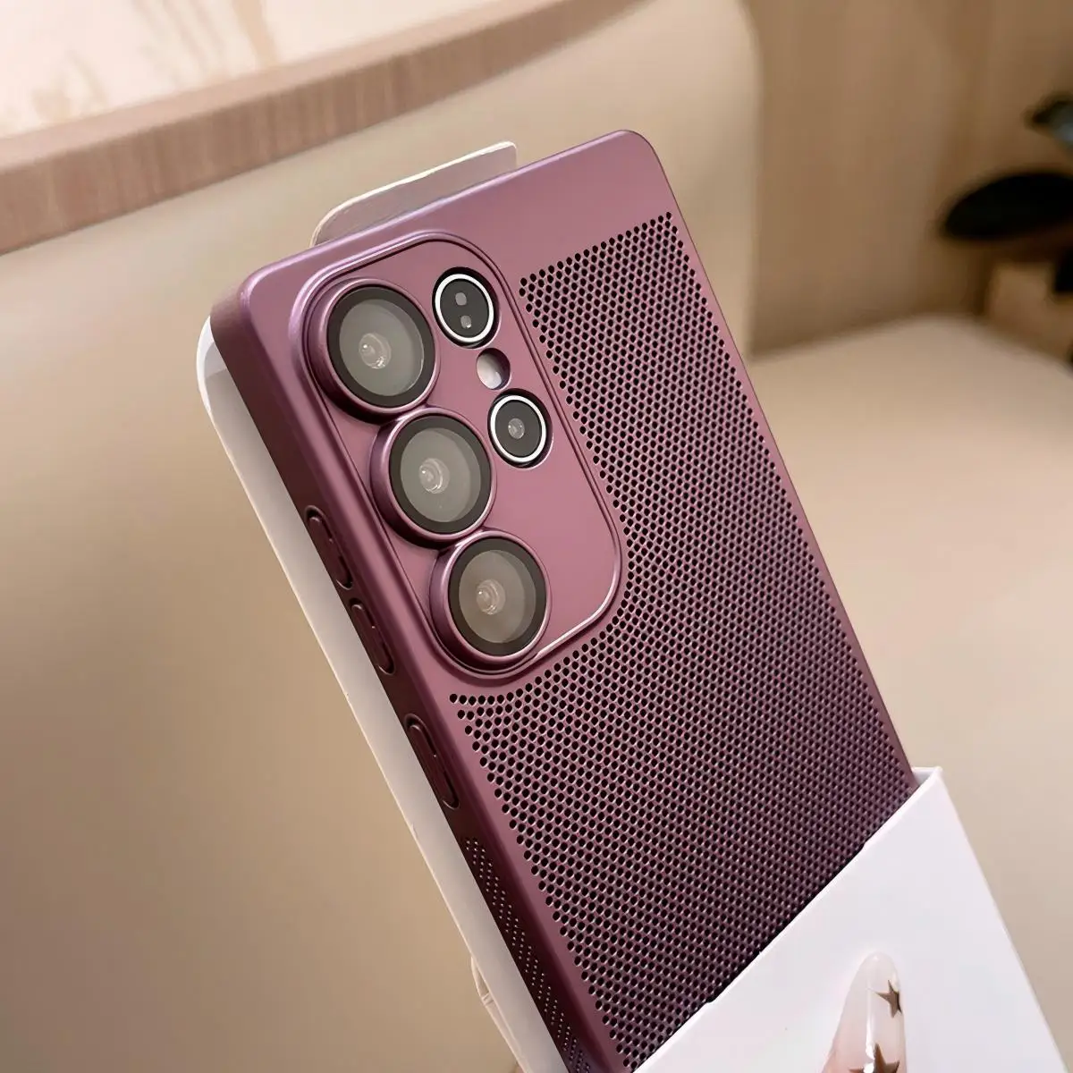 Enhanced Heat Dissipation Breathable Phone Case with Lens Protection and Solid Color