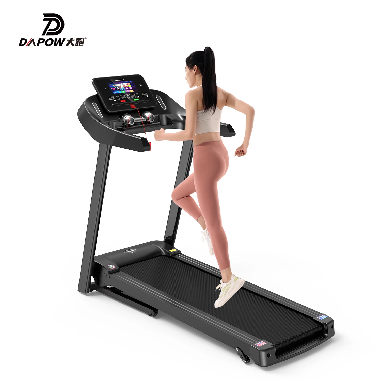 DAPOW Factory Fitness Home 2.0 HP Quiet Brushless Auto-Folding Incline Treadmill with Pulse Sensors