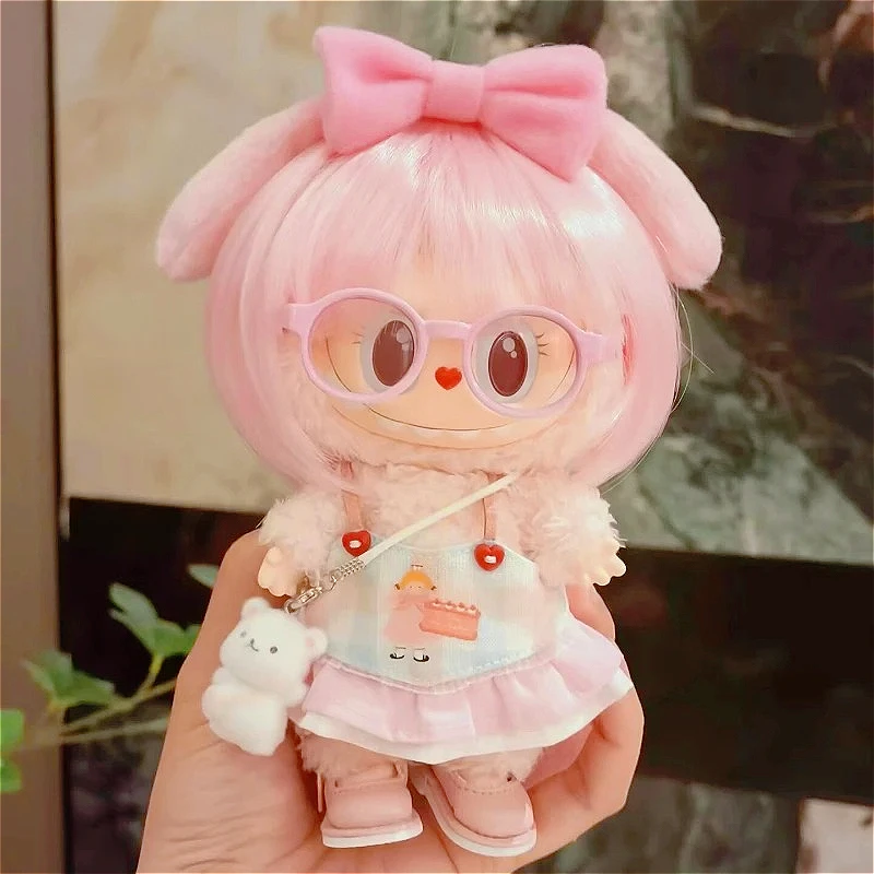 LABUBU 22-23CM Head Circumference Short Hair For Labubu Dolls Accessories High Temperature Fiber Soft Silk Doll Wig Multi-color